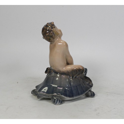 1515 - Royal Copenhagen porcelain figure of a faun riding a tortoise 858, height 10cm