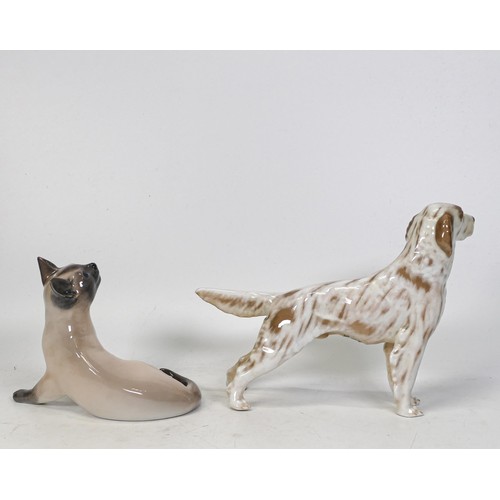 1519 - Royal Copenhagen figures Retriever 3252 & seated Siamese Cat 2862, tallest 14cm (2)