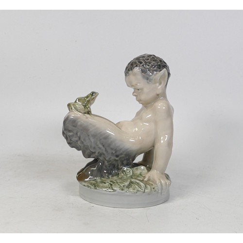 1525 - Royal Copenhagen figurine 1713 Faun & Frog, height 12cm