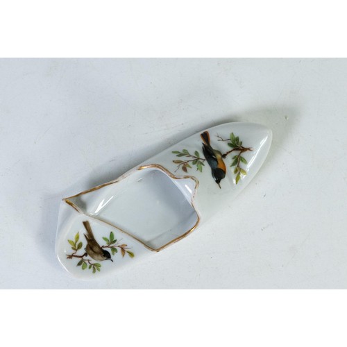 1547 - Dresden / Meissen hand painted porcelain model shoe 9cm long.