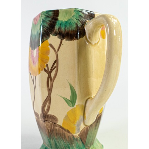 1587 - Clarice Cliff Aurea large Lotus jug. Height 18cm (hairline by handle from top rim and goes 3/4 way d... 