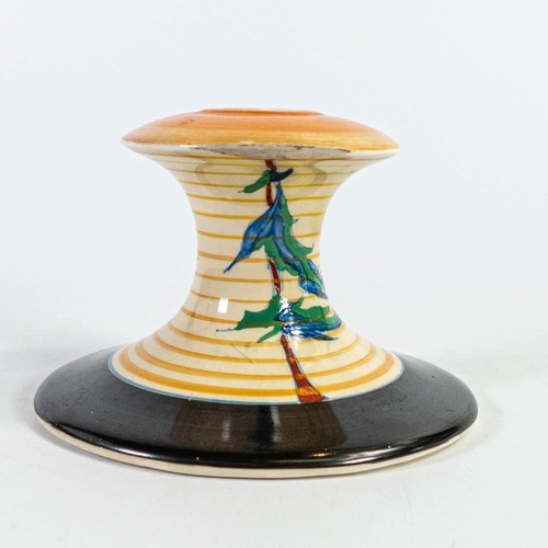 1589 - Clarice Cliff Pine Grove short candlestick with surface marks. Height 7.5cm