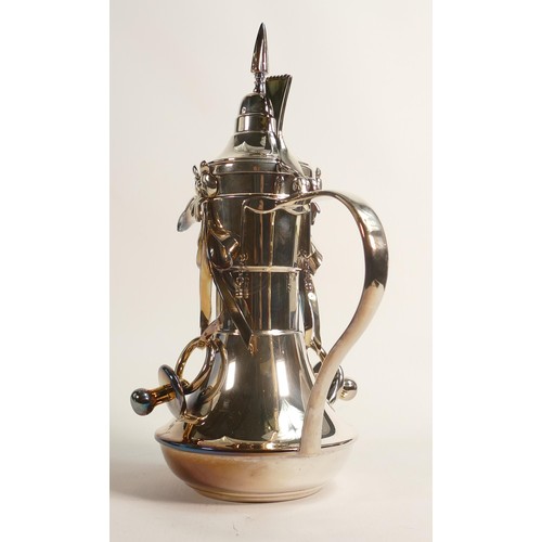 1681 - De Lamerie Fine large silverware plated Arabic Finjan coffee pot with ribbons & child's pacifier / d... 