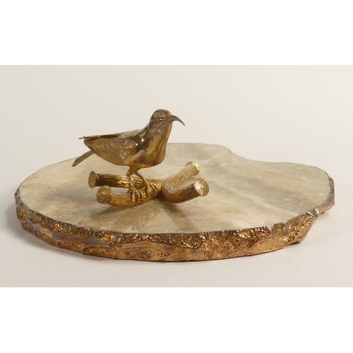 1686 - De Lamerie Fine marble & gilt metal cheese dish with Bee Eater decoration, in presentation bag, spec... 