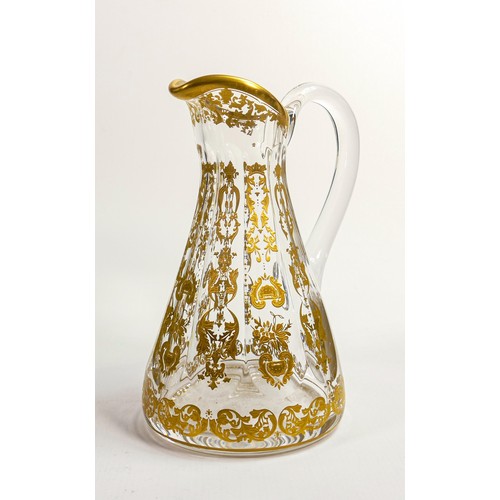 1712 - De Lamerie Fine Bone China heavily gilded glass water jug, specially made high end quality item, mad... 