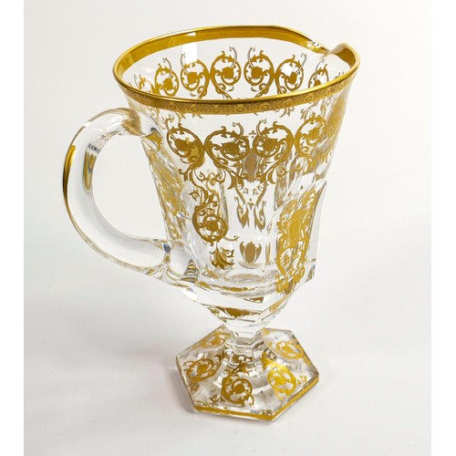 1713 - De Lamerie Fine Bone China heavily gilded glass footed water jug, specially made high end quality it... 