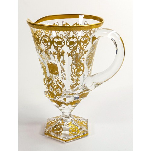 1713 - De Lamerie Fine Bone China heavily gilded glass footed water jug, specially made high end quality it... 