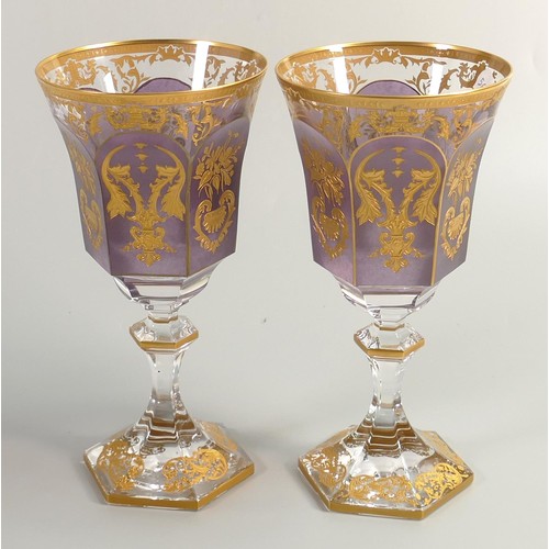 1719 - De Lamerie Fine Bone China private commission patterned heavily gilded Wine glasses, specially made ... 