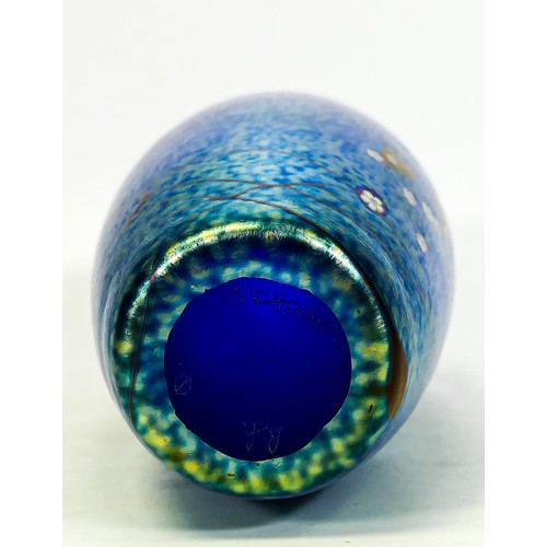 1724 - Okra Art Glass Nightshade pattern vase, height 21cm