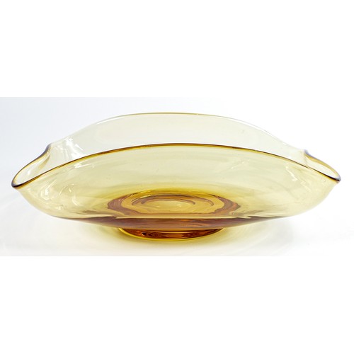 1730 - Rectangular Whitefriars Amber art glass dish with upturned sides by James Hogan, no 9169.28 x 19cm.