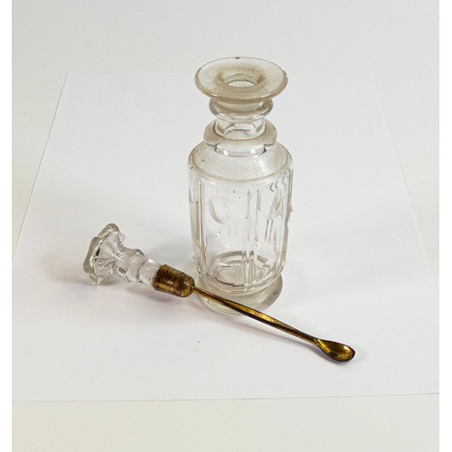 1733 - 19th century faceted glass Opium bottle with metal fitted spoon stopper