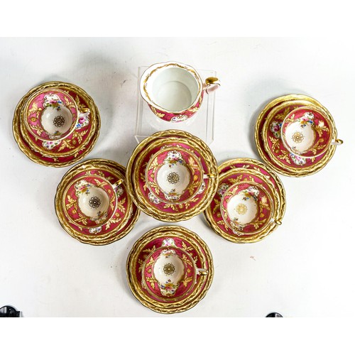 1750 - Foley China floral gilt Century shaped trios & milk jug a/f - 1 saucer with chip to rim & hairline, ... 