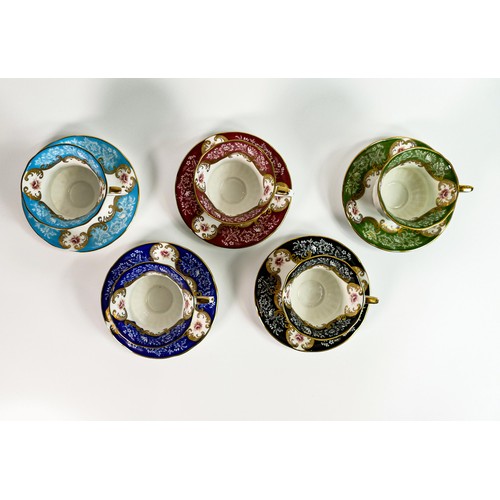 1772 - Paragon Harlequin set of five cups & saucers (10)