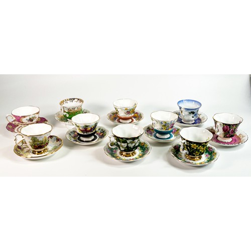 1775 - A collection of Royal Albert floral decorated tea cups & saucers, some non matching items noted (10)