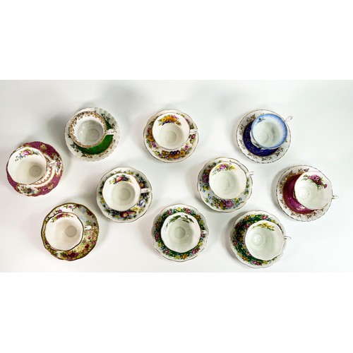 1775 - A collection of Royal Albert floral decorated tea cups & saucers, some non matching items noted (10)