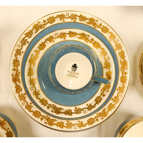 1792 - Wedgwood large collection of dinner & tea ware decorated with gilt foliate patterns on a powder blue... 