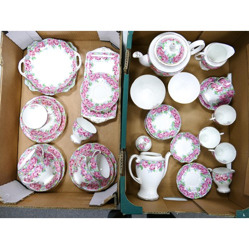 1793 - A large collection of Royal Standard Rose of Sharon pattern tea & coffee ware. Staining to two sauce... 