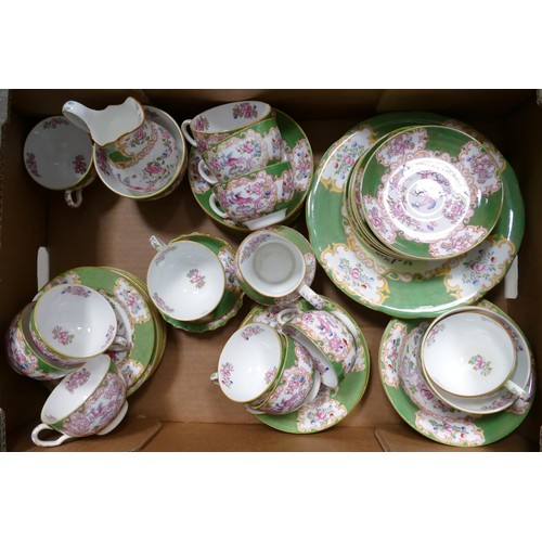 1800 - Mintons Pink Cockatrice patterned tea & dinner ware to include - trios, milk jug, sugar bowl etc. 1 ... 