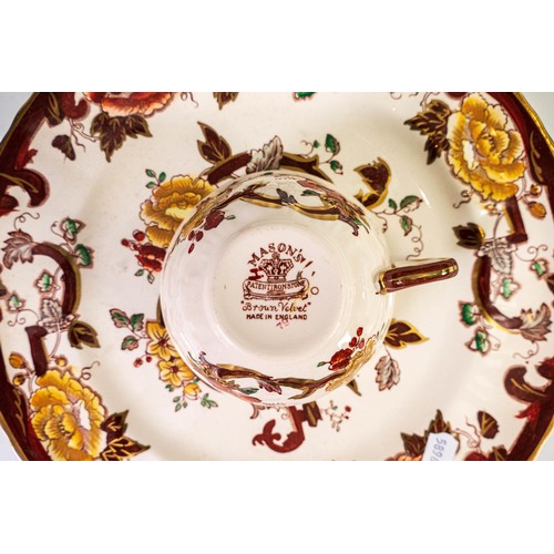 1801 - A collection of Masons Brown Velvet pattern coffee & dinner ware to include - dinner plates, cup & s... 