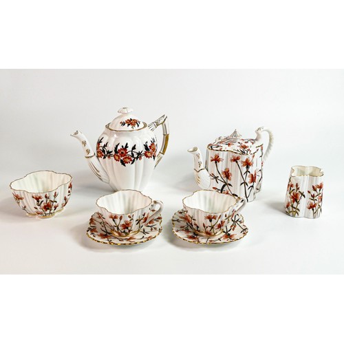 1823 - Wileman & Foley tea for two set. Consisting of teapot, 2 cups and saucers, cream jug, sugar bowl pat... 