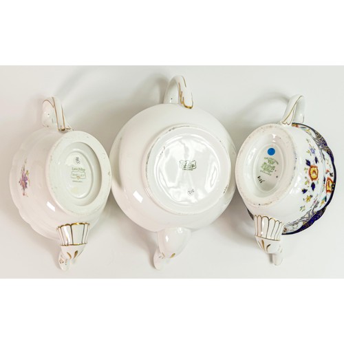 1833 - Three Wileman Foley and Shelley teapots. Patterns 9518, 11468 and one unnumbered (4 pieces)