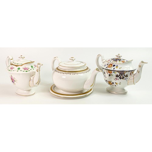 1833 - Three Wileman Foley and Shelley teapots. Patterns 9518, 11468 and one unnumbered (4 pieces)