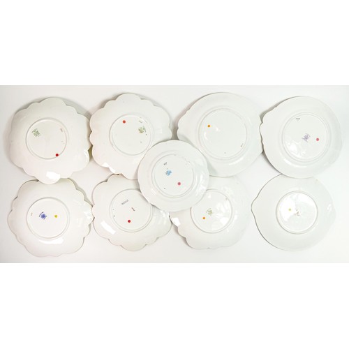 1837 - Nine Wileman Foley Snowdrop and round tab handled bread and butter plates. Patterns 1068, 10458, 933... 