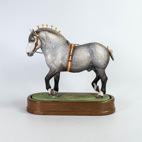 1863 - Royal Worcester model of a Percheron stallion modelled by Doris Lindner, limited edition with wooden... 