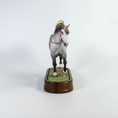 1863 - Royal Worcester model of a Percheron stallion modelled by Doris Lindner, limited edition with wooden... 