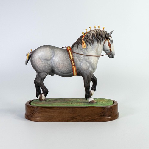 1863 - Royal Worcester model of a Percheron stallion modelled by Doris Lindner, limited edition with wooden... 