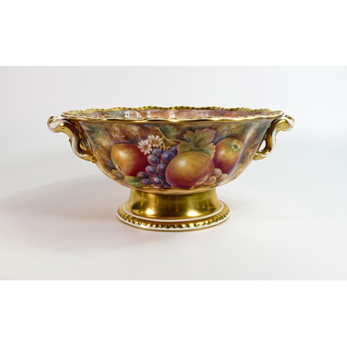 1866 - Royal Worcester large prestige Gadroon Bowl, gilded and hand painted with fruit by D Fuller. Good 13... 