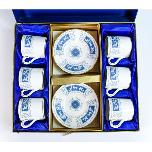 1875 - Royal Worcester Revelry coffee can and saucer set in original presentation box. (12)