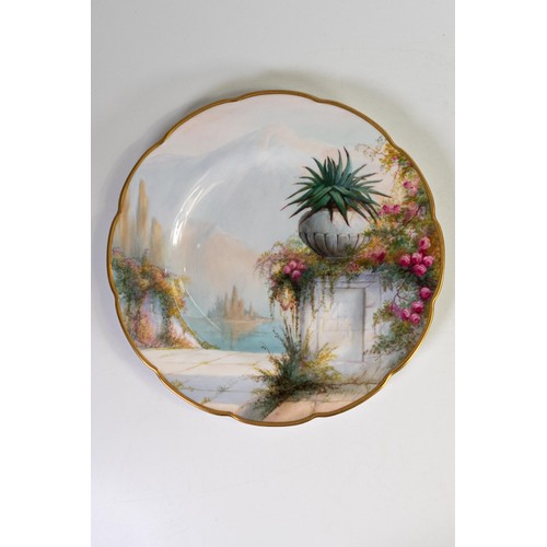 1902 - Royal Worcester gilded and hand painted cabinet plate decorated with flowers and another decorated w... 