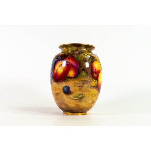 1926 - Royal Worcester vase decorated all around with fruits by Price, shape 2572, puce factory mark, h.16c... 