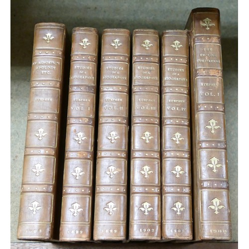 1950 - 26 x leatherbound works by Sir Leslie Stephen, late 19th - early 20th century, details as photos.