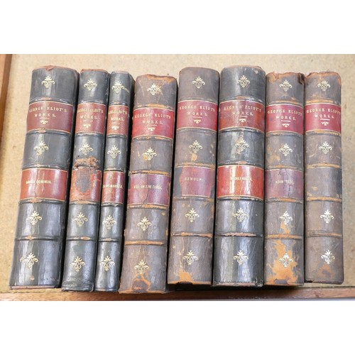 1979 - Collection of 17 leather bound books including The Young Gentleman & Ladys Philosophy 1781, Poems ch... 