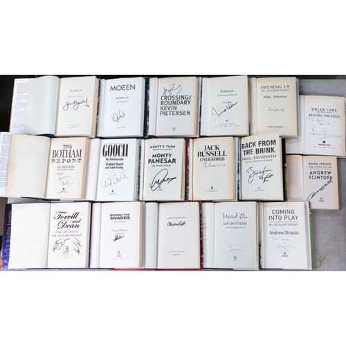 1999 - A large collection of signed hardback Cricket related books including Brian Lara, Andrew Straus, Bot... 