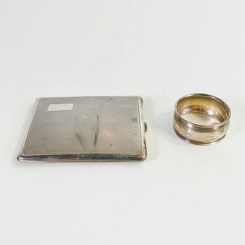 752 - Silver hallmarked cigarette case together a silver napkin ring (2)