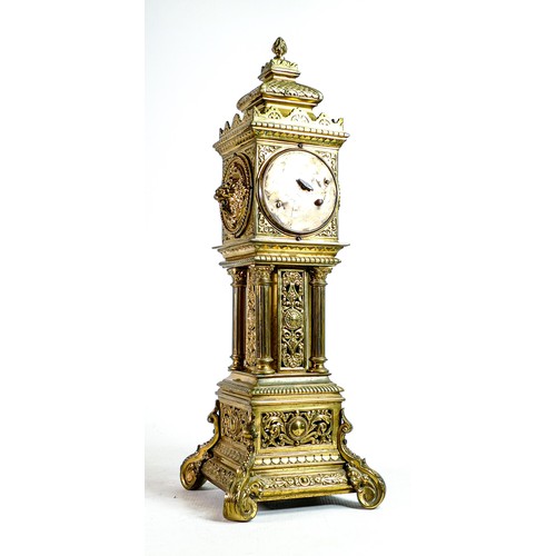 2011 - Quality late Victorian brass architectural clock standing an impressive 53cm in height. Lion masks t... 