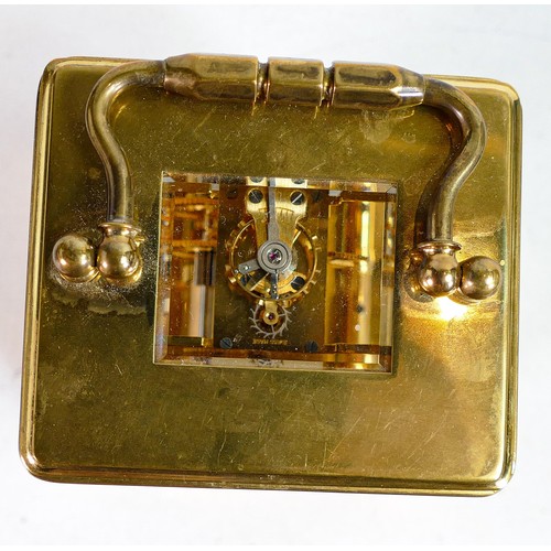 2012 - A 20th century Angelus brass cased carriage clock, the white dial with Roman numerals in black, 17cm... 