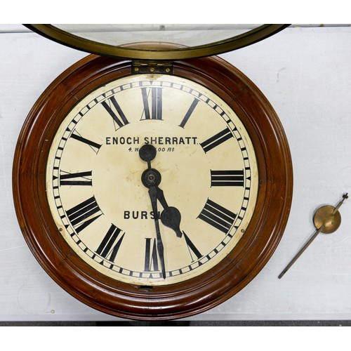 2021 - Oversized large Enoch Sherratt Burslem Fusee movement wall clock, diameter 63cm