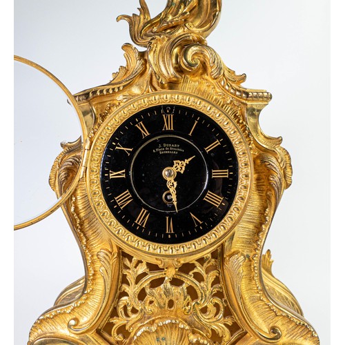 2024 - Early 20th century Louis XV style brass mantle clock, dial marked J Dusart, Brussels, missing pendul... 