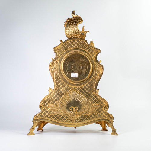 2024 - Early 20th century Louis XV style brass mantle clock, dial marked J Dusart, Brussels, missing pendul... 