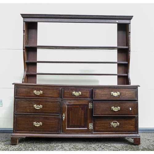 2040 - Large 19th century Mahogany dresser with plate rack, length 171cm, height 183cm & depth 48cm