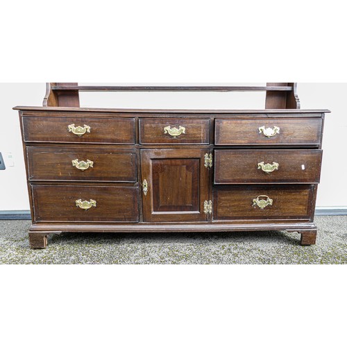 2040 - Large 19th century Mahogany dresser with plate rack, length 171cm, height 183cm & depth 48cm