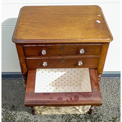 2042 - Small Victorian Mahogany work table, height 74cm