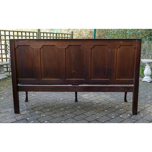 2046 - Early 19th century Oak five panel Settle on Queen Anne supports, length 182cm, height 110cm & depth ... 