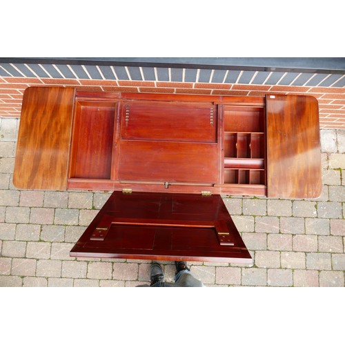 2059 - Early 19th century Mahogany library writing table with sliding ends & lift up centre writing slope. ... 