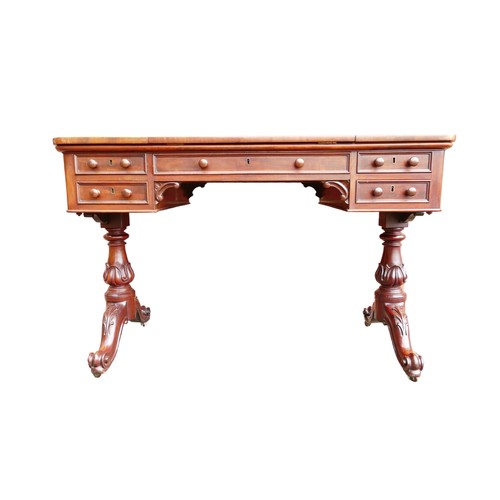 2059 - Early 19th century Mahogany library writing table with sliding ends & lift up centre writing slope. ... 