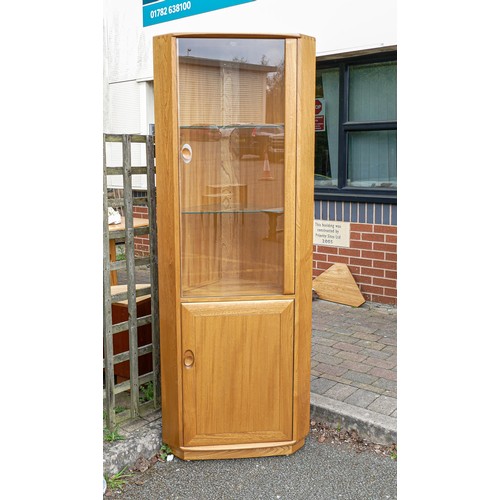 2100 - Ercol Windsor corner display cabinet (with light) 2138, height 194cm & depth 50cm